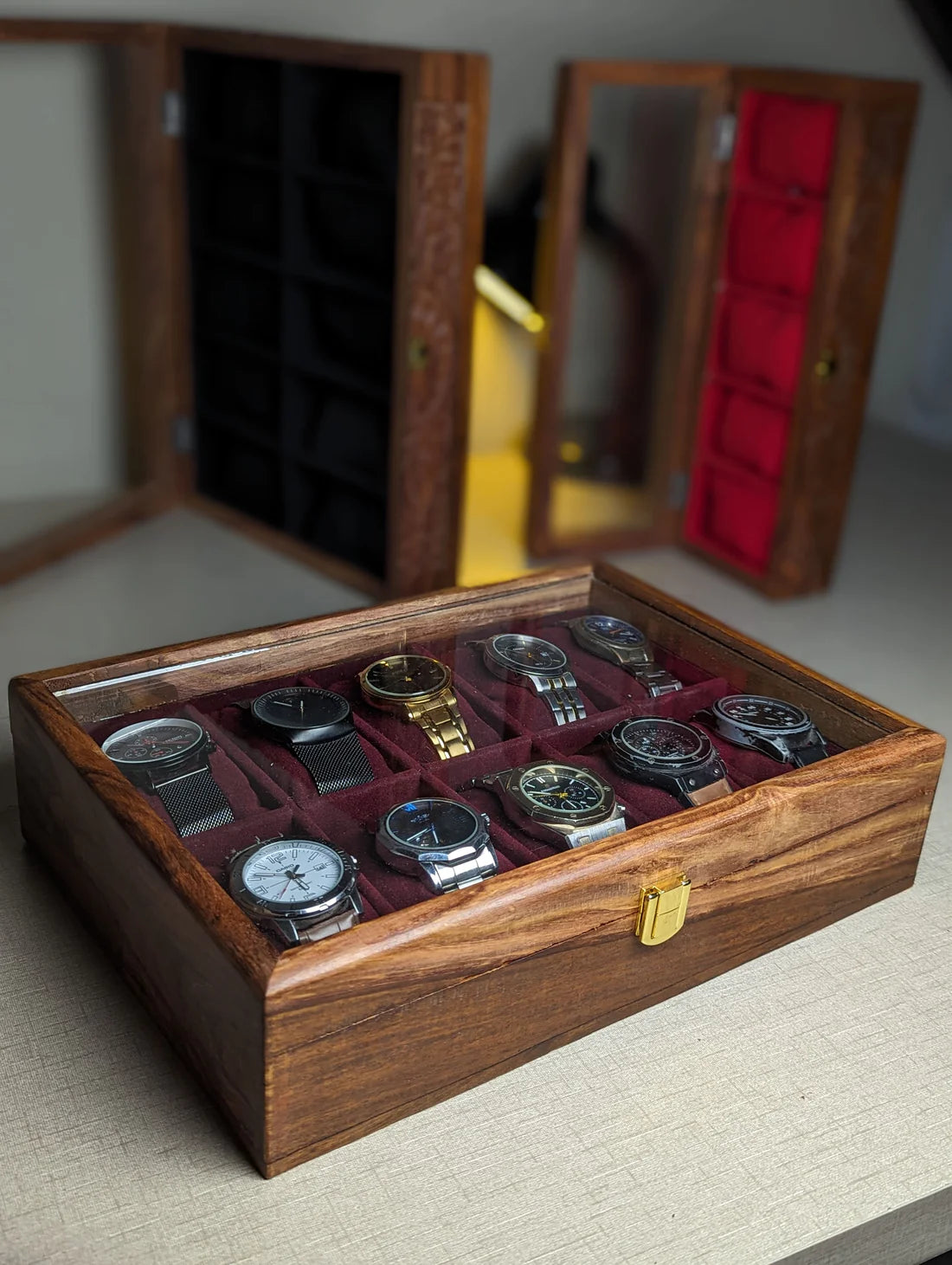 Wooden Watch Organizer Boxes
